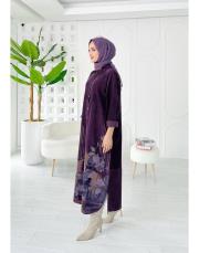 ithal cindy kadife gömlek elbise mor 3