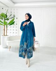 ithal cindy kadife gömlek elbise petrol