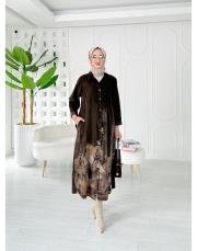 ithal cindy kadife gömlek elbise kahve 3