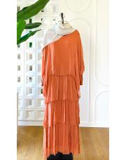 ithal ipek elbise (penye astarlı ) kiremit