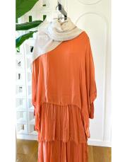 ithal ipek elbise (penye astarlı ) kiremit 2