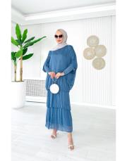 ithal ipek elbise (penye astarlı ) mavi 2