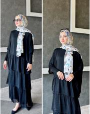 ithal ipek elbise (penye astarlı ) siyah