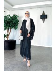 ithal ipek elbise (penye astarlı ) siyah 2