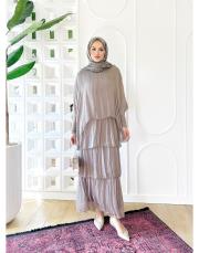 ithal ipek elbise (penye astarlı ) vizon 3