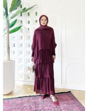 ithal ipek elbise (penye astarlı ) bordo 3