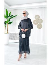 ithal ipek elbise (penye astarlı ) antrasit 2