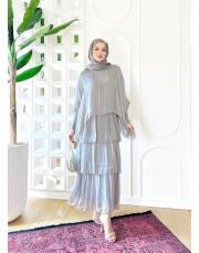 ithal ipek elbise (penye astarlı ) gri 3