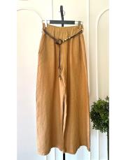 ithal kemerli keten pantolon latte