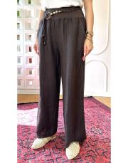 ithal kemerli keten pantolon acı kahve