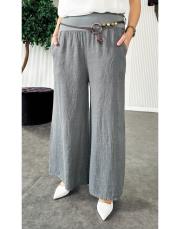 ithal kemerli keten pantolon antrasit