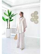 merry yan düğmeli ithal keten takım taş 3