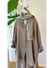 merry yan düğmeli ithal keten takım vizon 2