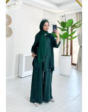 merry yan düğmeli ithal keten takım zümrüt 2