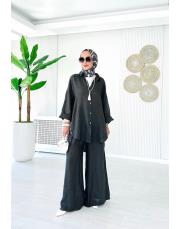 merry yan düğmeli ithal keten takım antrasit 3