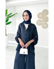 rosa ithal salaş keten takım lacivert