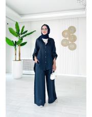 rosa ithal salaş keten takım lacivert 2