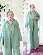 rosa ithal salaş keten takım mint