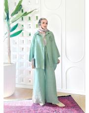 rosa ithal salaş keten takım mint 2