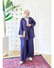 rosa ithal salaş keten takım mor 2