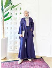 rosa ithal salaş keten takım mor 3