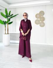 rosa ithal salaş keten takım bordo