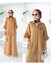 rosa ithal salaş keten takım camel