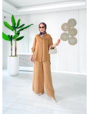 rosa ithal salaş keten takım camel 2