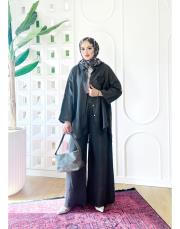 rosa ithal salaş keten takım antrasit