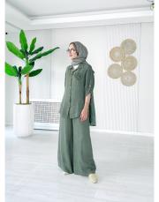 rosa ithal salaş keten takım haki