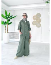 rosa ithal salaş keten takım haki 2