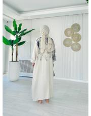 ithal kenya keten salaş çiçekli elbise taş 2