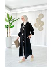 luarent tencel gömlek elbise siyah