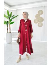 luarent tencel gömlek elbise bordo