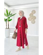 luarent tencel gömlek elbise bordo 2