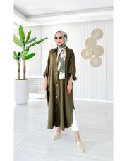 luarent tencel gömlek elbise haki