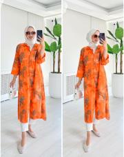 bijal ithal pamuklu gömlek turuncu