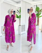 bijal ithal pamuklu gömlek menekşe