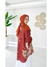 ithal markel keten sırtı düğmeli tunik kiremit