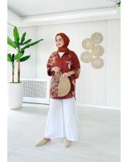 ithal markel keten sırtı düğmeli tunik kiremit 2