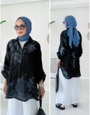 ithal markel keten sırtı düğmeli tunik siyah