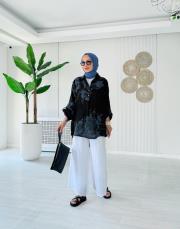 ithal markel keten sırtı düğmeli tunik siyah 2