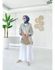 ithal markel keten sırtı düğmeli tunik taş