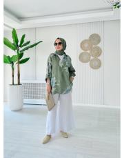ithal markel keten sırtı düğmeli tunik haki 2