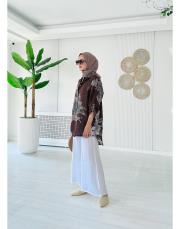 ithal markel keten sırtı düğmeli tunik kahve 2