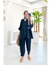 fiona ithal pul detaylı  takım lacivert