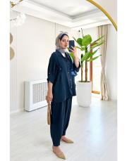 fiona ithal pul detaylı  takım lacivert 2