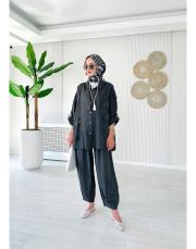 fiona ithal pul detaylı  takım antrasit