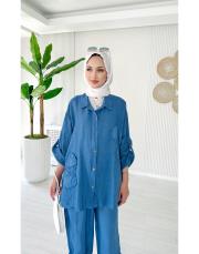 fiona ithal pul detaylı  takım indigo 3