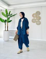 %100 pamuk yıkamalı şalvar lacivert 2